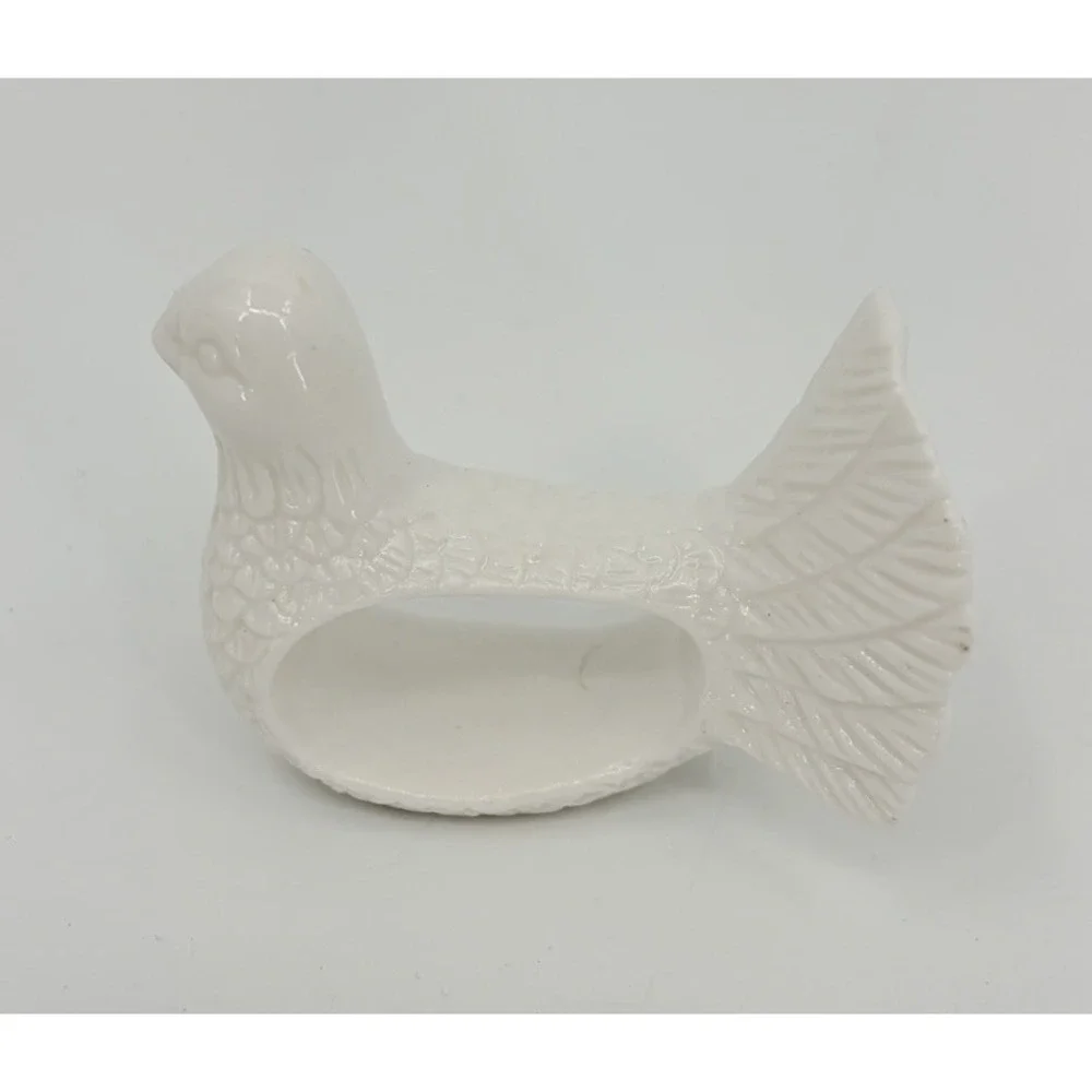 Vintage Shafford Design Dove Napkin Rings Set of 4 White Porcelain